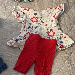 Kids Matching Set with Red and White Star Print